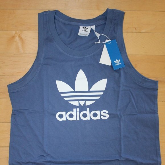 NWT ADIDAS ORIGINAL MEN'S LOGO TREFOIL TANK TOP BLUE - Picture 5 of 7